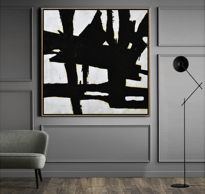 Original Extra Large Wall Art,Handmade Minimal Art Palette Knife Canvas Painting, Black White Beige - Large Canvas Art,Modern Art Abstract Painting